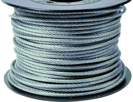 Cable acier galva 4 mm 6x7 ame textile le metre