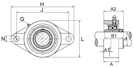 Palier auto-aligneur ovale fonte ucfl207