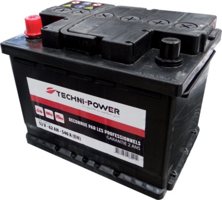 Batterie 12v 62ah 540a + a gauche techni-power