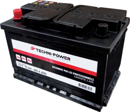 Batterie 12v 75ah 680a + a gauche techni-power