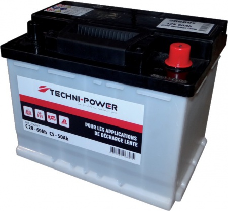 Batterie 12v-60ah decharge lente + a droite techni-power