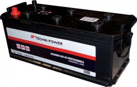 Batterie 12v 180ah 1050a + a droite sur la largeur techni-power