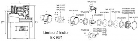 Limiteur à friction EK96/4R 1500Nm 1 3/8 6C