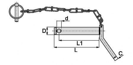 Axe avec poignée et chaîne 25,7x130