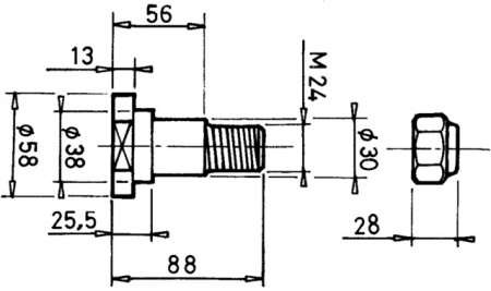 Axe de lame de gyrobroyeur 24x80 mm type gyrax