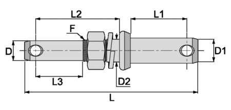 Axe double 22,4-28,7 à visser filetage 23.7x1.5mm