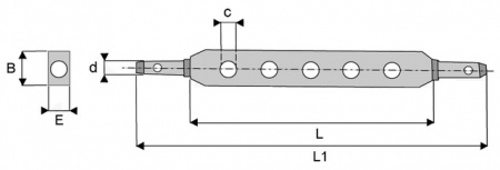 Barre d\'attelage longueur 605 mm 7 trous