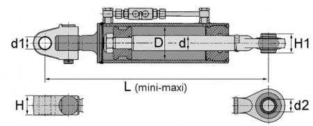 Barre de poussée  hydraulique chape-rotule longueur 674-924 mm cat2/3