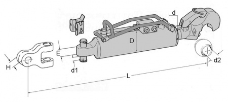 Barre de poussée  hydraulique sans chape-crochet longueur 625-810 cat3