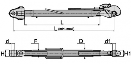 Barre de poussée  mécanique chape/crochet longueur 580-900 catégorie 2