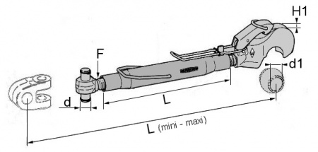 Barre de poussée  mécanique chape/crochet longueur 585-812 catégorie 3
