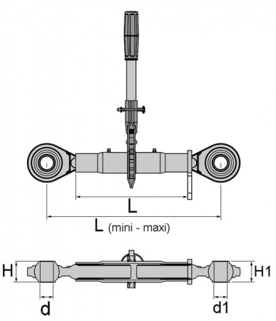 Barre de poussée  mécanique rotule-rotule longueur 420-570 catégorie 3
