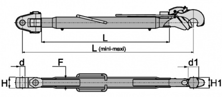 Barre de poussée mécanique chape-crochet longueur 705-1010 catégorie 2