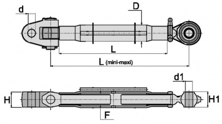Barre de poussee mecanique chape-rotule longueur 580-830 cat3-2