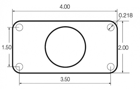 Base rectangle 10,16x5,08cm, ea 3,81x8,89 cm boule d