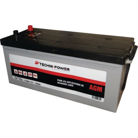Batterie 12v-156ah decharge lente agm loisir + a droite techni-power