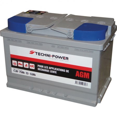 Batterie 12v-70ah decharge lente agm loisir + a droite techni-power
