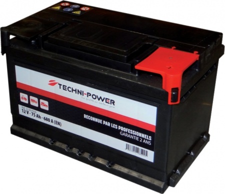Batterie 12v 75ah 680a + a droite techni-power