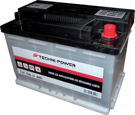 Batterie 12v-75ah decharge lente + a droite techni-power