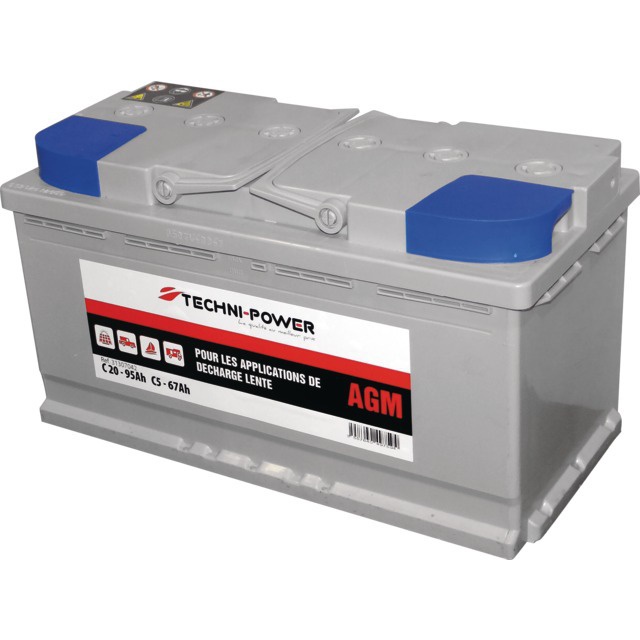 Batterie 12v-90ah decharge lente agm loisir + a droite techni-power