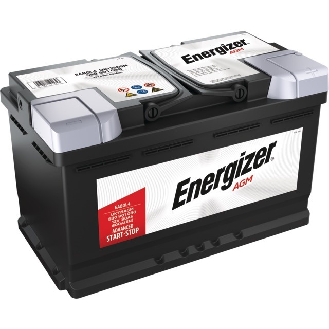 Batterie ea80l4 12v 80ah 800a en + a droite agm Energizer