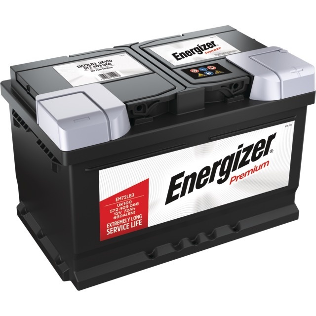 Batterie em72lb3 12v 72ah 680a en + a droite Energizer premium
