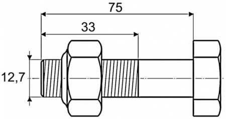 Boulon 12,7x76/33 ecrou frein adaptable mac-connel DEB512