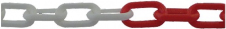 Chaîne plastique rouge et blanche diamètre 6 mm rouleau 25 m