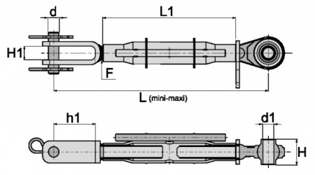 Chandelle bras de relevage type case lg 560-740 chape / Rotule