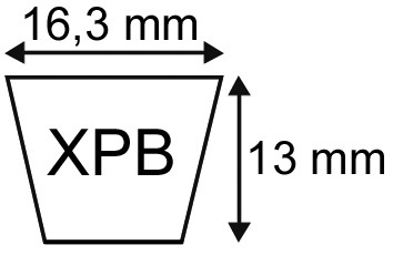 Courroie trapezoidale crantee xpb1250 - 16x13x1250