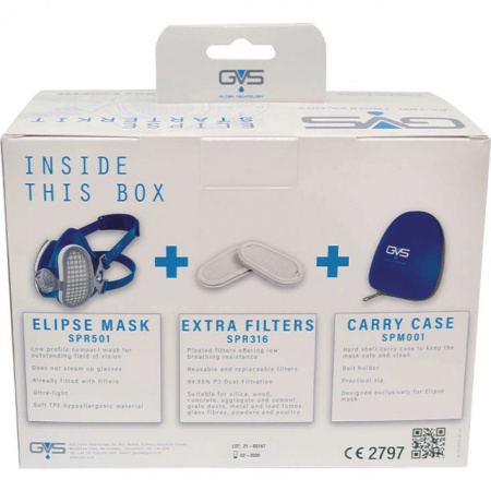 Demi-masque Elipse p3 kit avec filtres et housse de protection GVS