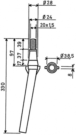 Dent conique courte de herse rotative 330x20 adaptable Lely 1169902200