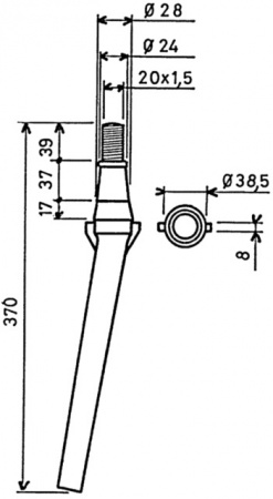 Dent conique de herse rotative 370x20 adaptable Lely 116321487.0