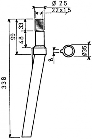 Dent de herse rotative 22x150 longueur 338 rh31 adaptable Seima kse516804