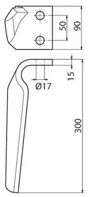 Dent herse rotative droit adaptable Maschio 300x90x15 mm