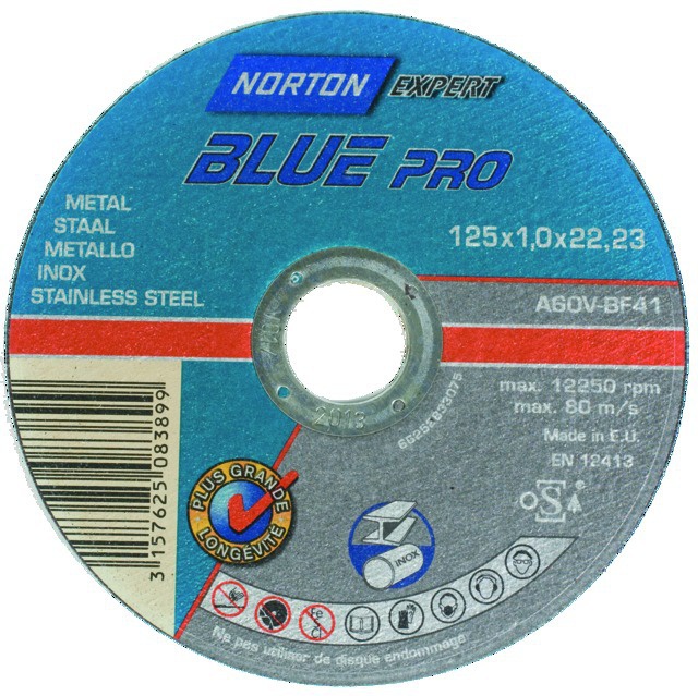 Disque à tronçonner métal/inox 125 x 1 x 22,2 mm blue pro