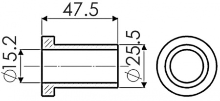 Entretoise épaulee 15,2x25,5 longueur  47,5 mm adapatable bomford 02.801.01
