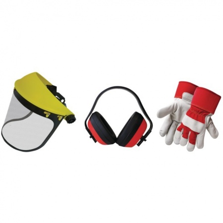 Kit de protection : visiere + casque anti-bruit + gants techni-power