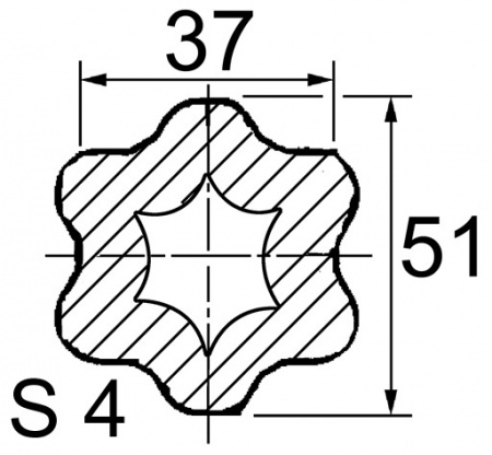 Mâchoire tube étoile s4 37x51mm croisillon 36x89mm