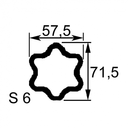 Mâchoire tube étoile s6 57,5x71,5 croisillon 42x104