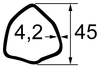 Mâchoire tube triangle 45x4 mm croisillon 30,2x79,4 mm