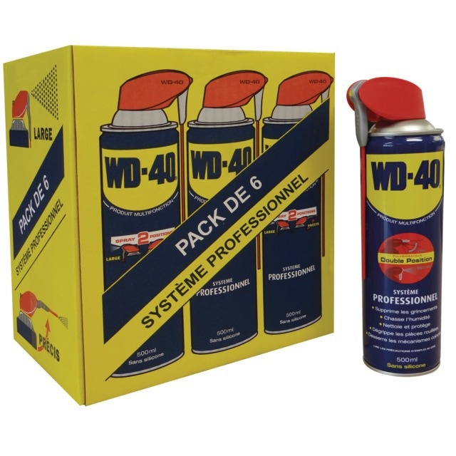 Degrippant multifonction systeme pro pack de 6 aerosols 500 ml wd 40