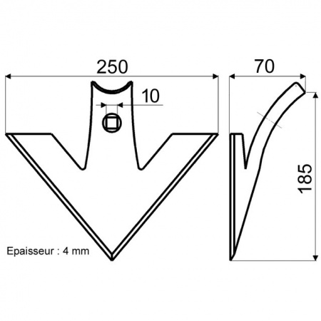 Soc universel triangulaire pour vibroculteur 250x4 mm