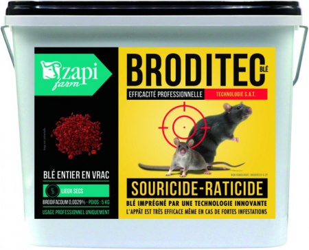 Souricide raticide pro broditec ble brodifacoum seau 5kg