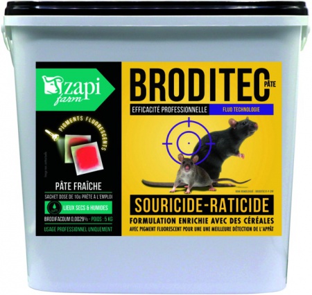 Souricide raticide pro broditec pate brodifacoum sachet 15g / seau 5kg