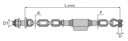 Stabilisateur à chaîne 12 mm 16x2 lg 435 mm boulon / manille