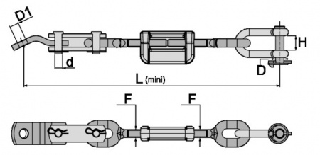 Stabilisateur à chaîne 16 mm 13/4-10 UNC plaque / manille