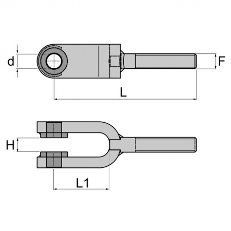 Tige fourche M24x3 filetage à droite lg 210 mm
