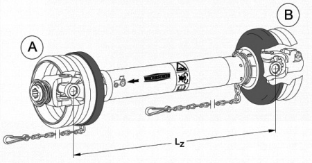 Transmission à cardan standard Walterscheid 1410 mm 53/83 cv