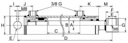 Vérin hydraulique double effet standard 35x60 course 200 mm entre axe 400 mm  (3562)